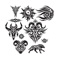 Tattoos tribal designs bundle  collection in a white background