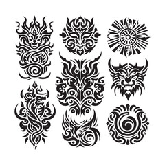 Tattoos tribal designs bundle  collection in a white background