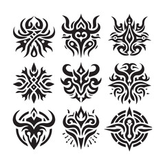 Tattoos tribal designs bundle  collection in a white background