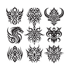 Tattoos tribal designs bundle  collection in a white background
