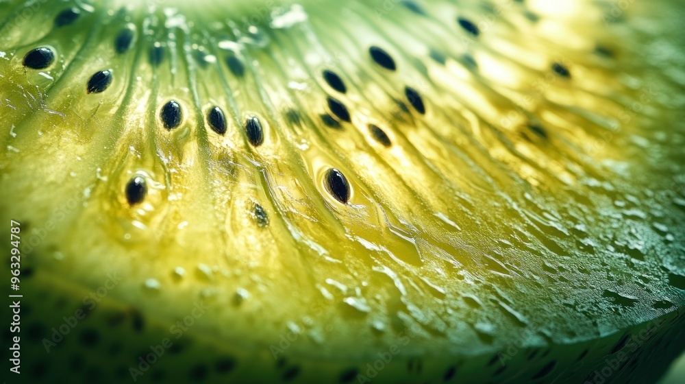Poster close-up of a juicy kiwi slice with visible seeds