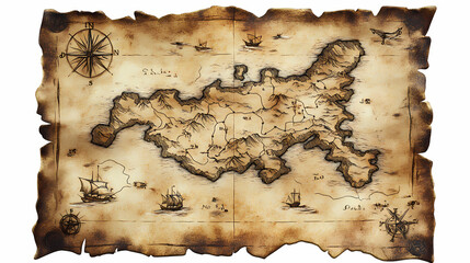 Old pirates treasure map isolated. Pirate. Illustration