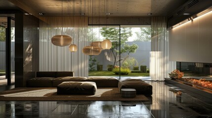 Fototapeta premium Contemporary home decor with hanging lamps