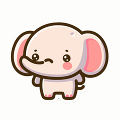 Adorable Cartoon Animal Stickers in Minimalist Vector Style