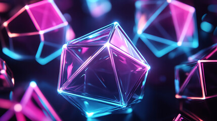Neon Geometric Shapes Abstract Background