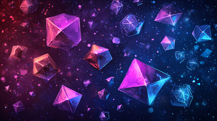 Neon Geometric Shapes in the Cosmos