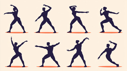 Fototapeta premium Silhouettes of People in Different Poses