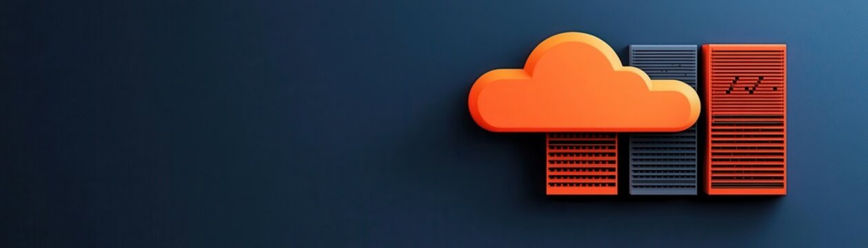 Cloud computing infrastructure, interconnected servers, flat design illustration