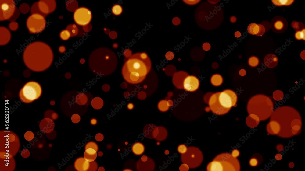 Canvas Prints loop abstract glow orange red bokeh particles flow motion on black background. 4k 3d animation of fi