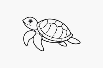 hand-drawn cartoon of turtle coloring page 
