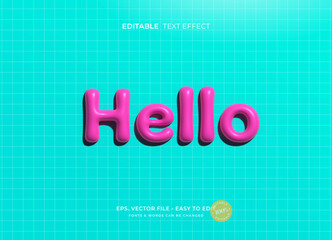 Inflate editable text effect, 3D purple text style