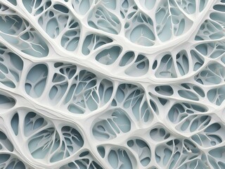 intricate white organic mesh structure
with soft curves and branching paths weaving together