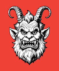 Halloween character face isolated on colored background. Hand drawn vector illustration in comic style.