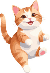 Isolated happy adorable cat illustration svg, funny chubby orange kitten clipart for animal, pet, mascot, summer, children book, kids, holiday, baby shower, nursery, cat lover, cat cafe, character