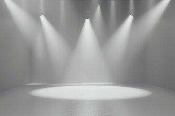 Obraz premium A white room with three lights shining on it