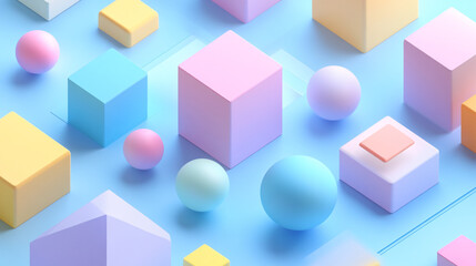 Abstract Geometric Shapes in Pastel Colors