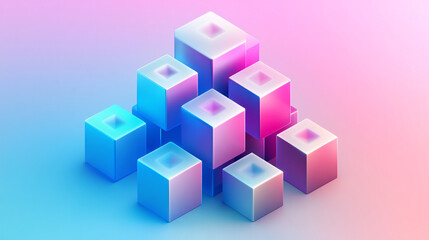 Obraz premium Abstract Geometric Shapes with Pastel Gradient Background