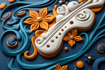 Obraz premium Birthday postcard, musical notes, melody of wishes includes musical motifs to celebrate the joy of lifeâ€™s melodies