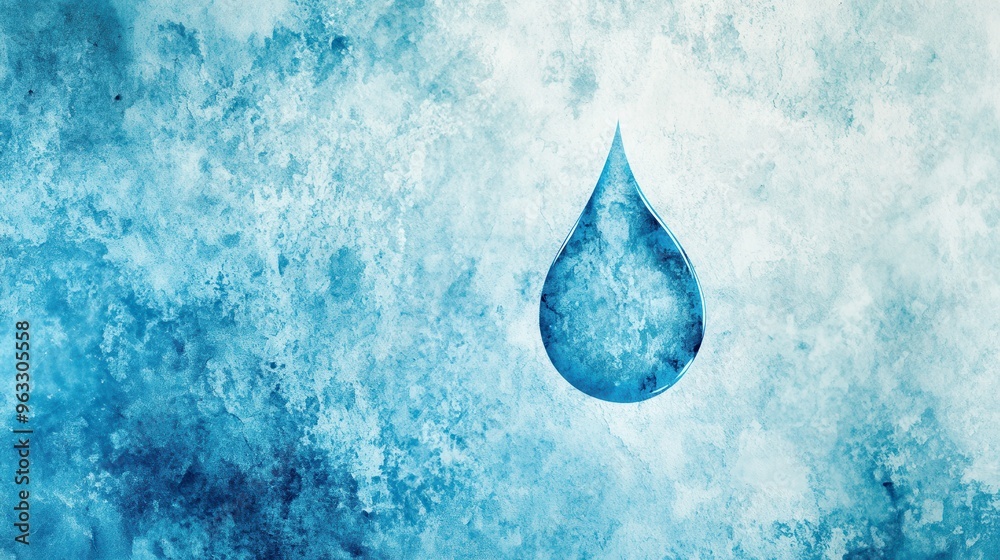 Aufkleber a minimalistic design showcases a single water drop, symbolizing hydration and freshness on a textur