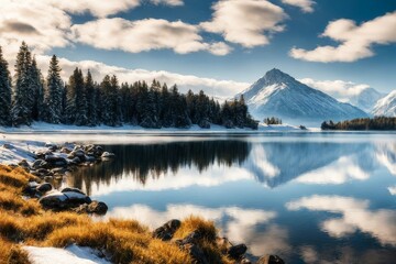 Beautiful mountain landscape in the winter