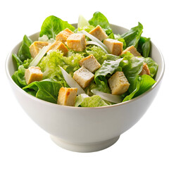 Caesar salad in bowl isolated on transparent background