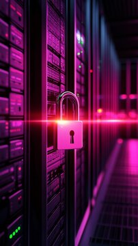 Padlock securing server room protecting big data flow