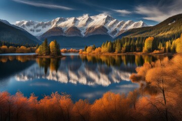 Autumn landscape with colorful trees in the mountains