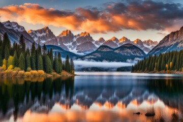 Beautiful sunset in the mountains