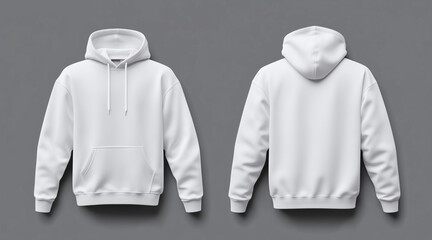 Blank sweatshirt color white template front and back view on white background. crew neck mock up isolated on white background. Created using Generative AI Technology