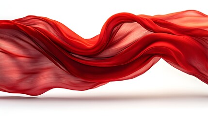 Elegant Red Fabric Billowing with Graceful Movement