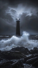 Unfaltering Beacon: Lighthouse Standing Strong Against the Storm