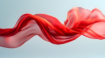 Fototapeta premium Elegant Red Silk Fabric Floating and Flowing Gracefully in Midair