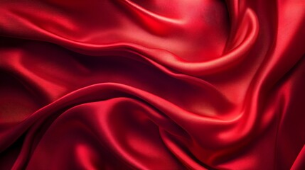 Obraz premium Elegant Red Satin Fabric Flowing in Twisting Motion