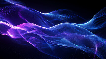 Obraz premium Vibrant Blue and Purple Light Trails Creating a Technological Design on a Dark Gradient Background