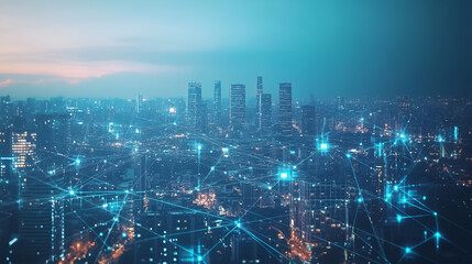 Smart city and communication network concept.(Internet of Things). Telecommunication image