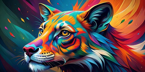 Vivid animal head illustration in vector format with abstract-expressionist style and bold colors portraying energy concept