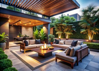 Fototapeta premium Warm Modern Outdoor Oasis