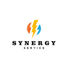 Synergy logo, the concept of two or more entities working together. Interlocking circles represent the coming together of various elements in electricity maintenance services