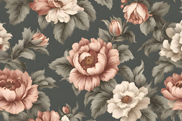 Classic Floral Wallpaper Wall Background in Muted Tones for a Nostalgic and Charming Look