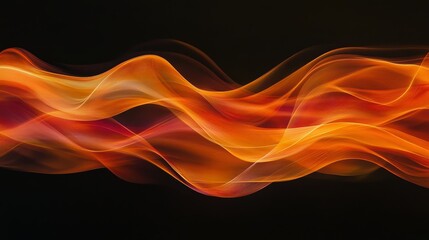 Obraz premium Abstract orange wavy lines flowing on black background