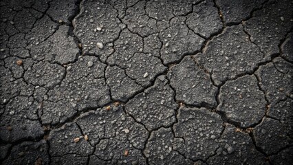 A detailed view of cracked asphalt revealing its texture and natural wear, perfect for illustrating urban decay and nature's impact.
