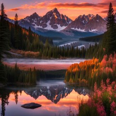 Fototapeta premium Beautiful sunrise over the lake