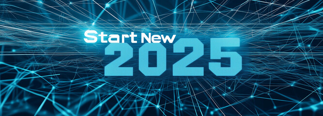 Abstract tech banner,  2025 background design. AI generation.