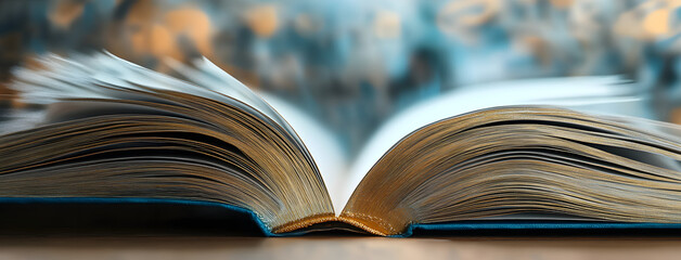 A close-up of an open book, AI generated