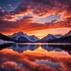 Beautiful sunset in the mountains