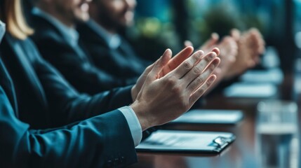 Business Professionals Applauding During a Presentation
