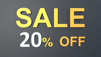 New Year SALE 20% Off - 3D Golden and White Text Discount 
