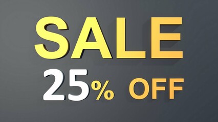 New Year SALE 25% Off - 3D Golden and White Text Discount 