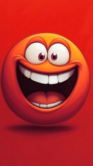 Fototapeta premium Smiling orange cartoon face with big eyes