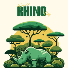 World Rhino Day on 22 September social media post template

